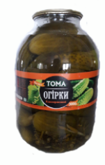 Огірки консервовані ТОМА без оцту, 3000г